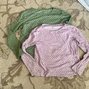 Bundle of Gap Green and Pink Checkered Tops
